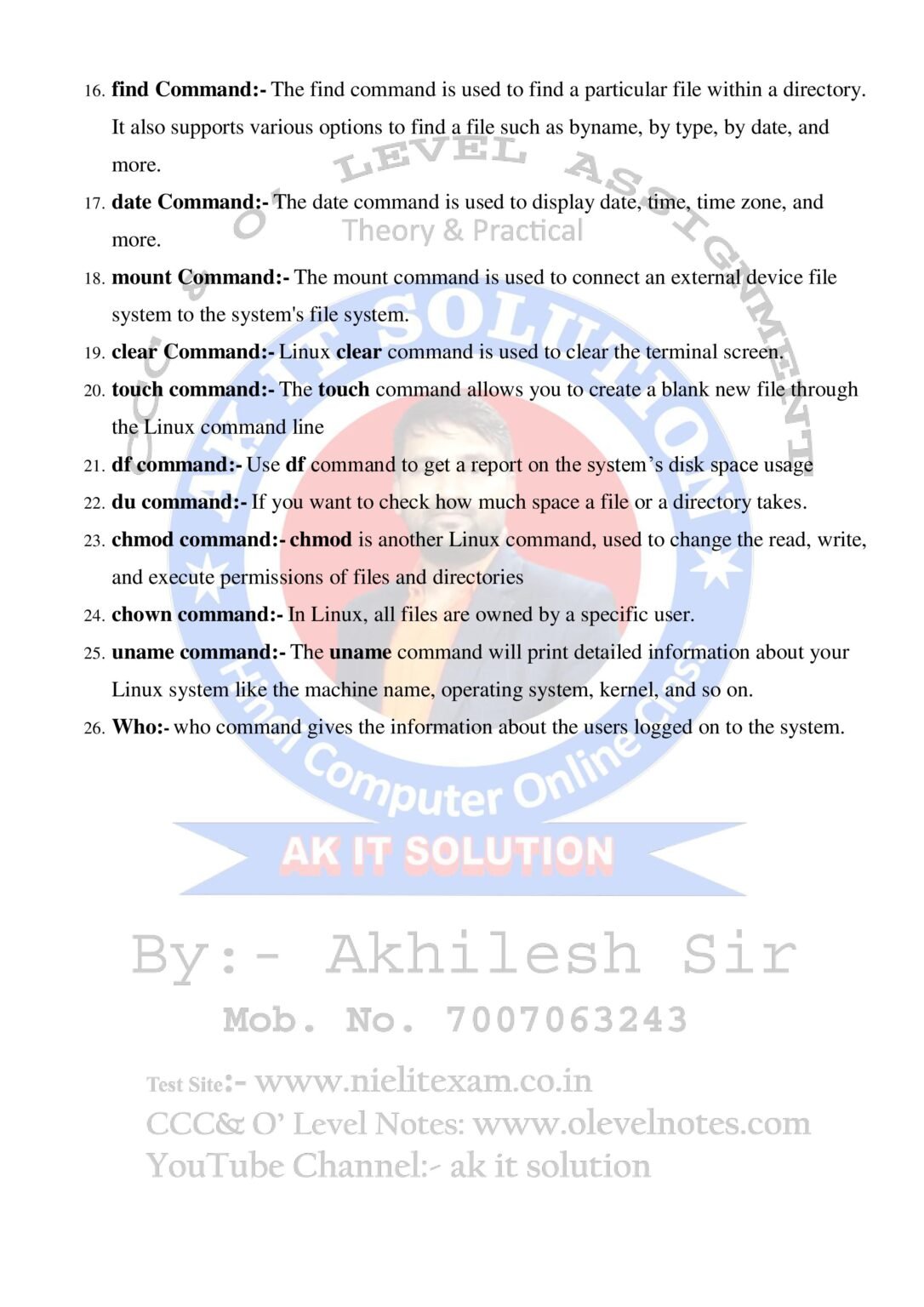 Linux Command – O Level Notes